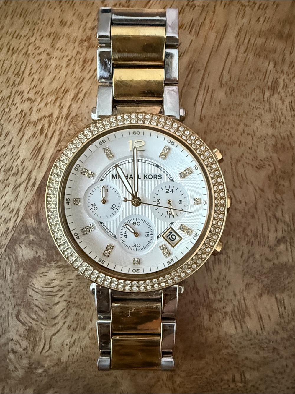 Michael Kors Two-Tone Gold and Silver Crystal Bezel Women's Watch